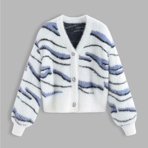 Zebra Fluffy Knit Cardigan NWT